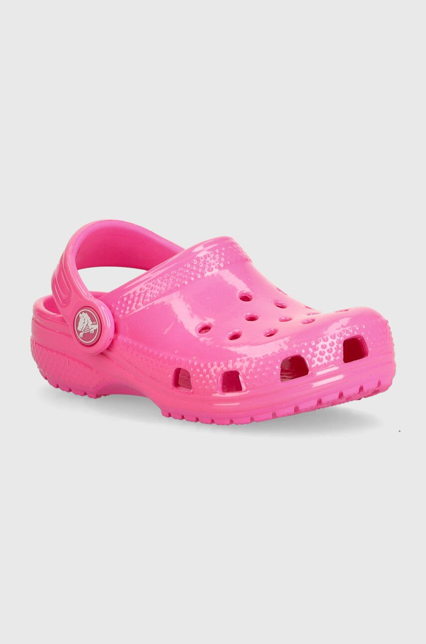 Crocs slapi copii Classic Neon Highlighter Cg culoarea roz