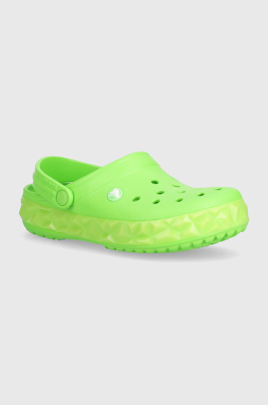 Crocs slapi copii Geometric Glow Band culoarea verde