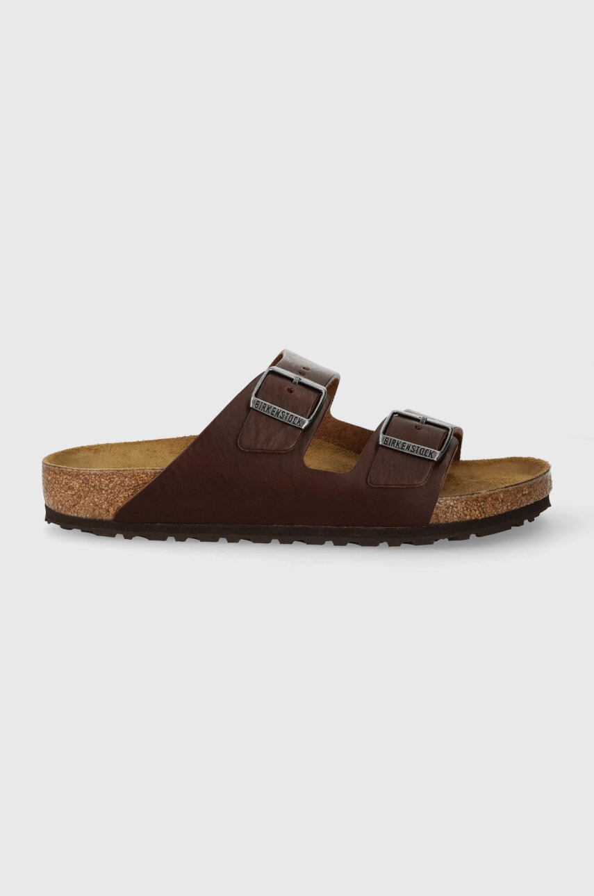 Birkenstock slapi de piele Arizona BG barbati, culoarea maro, 1023117