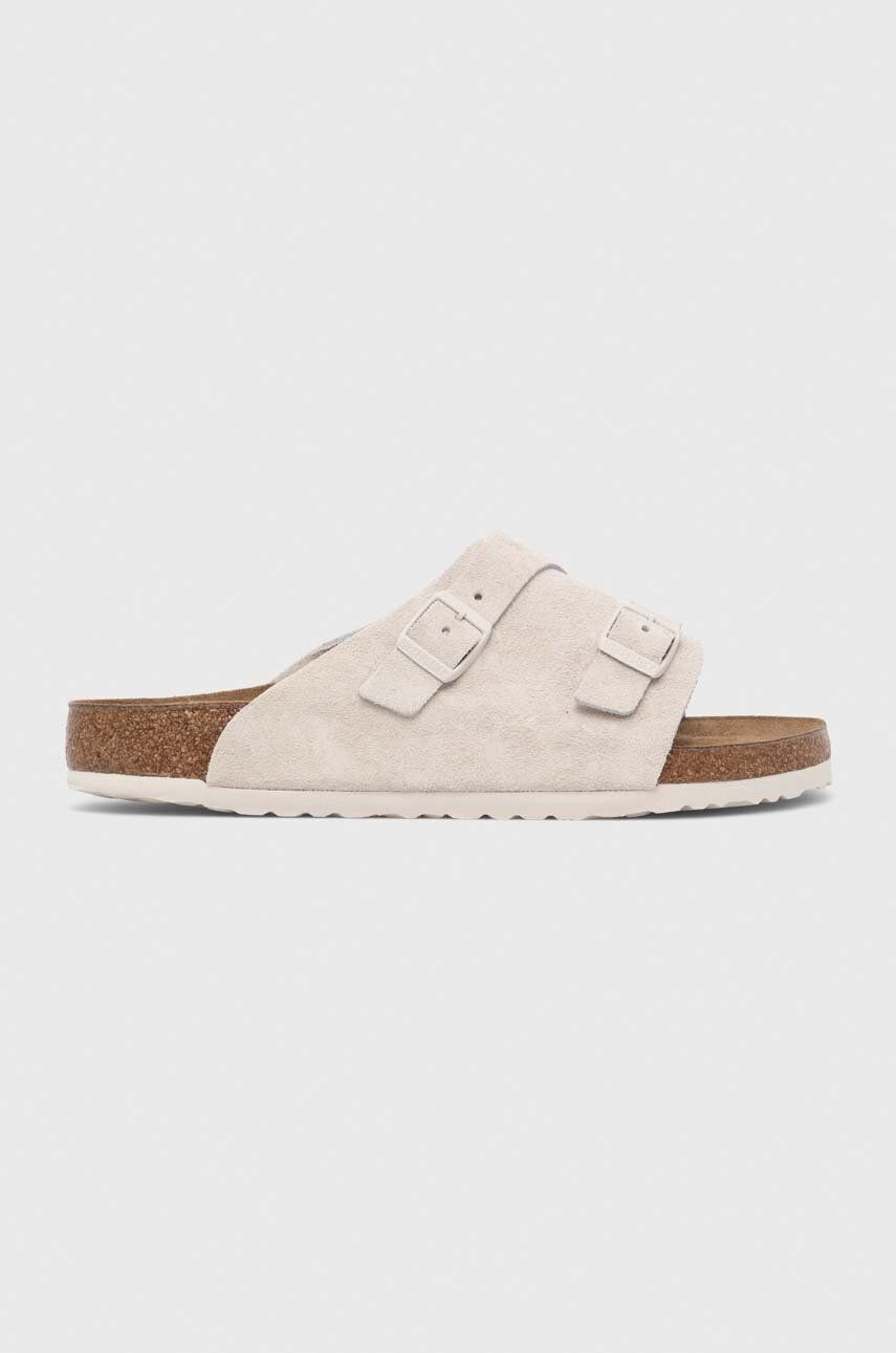 Birkenstock papuci din piele Zürich bărbați, culoarea bej, 1025028