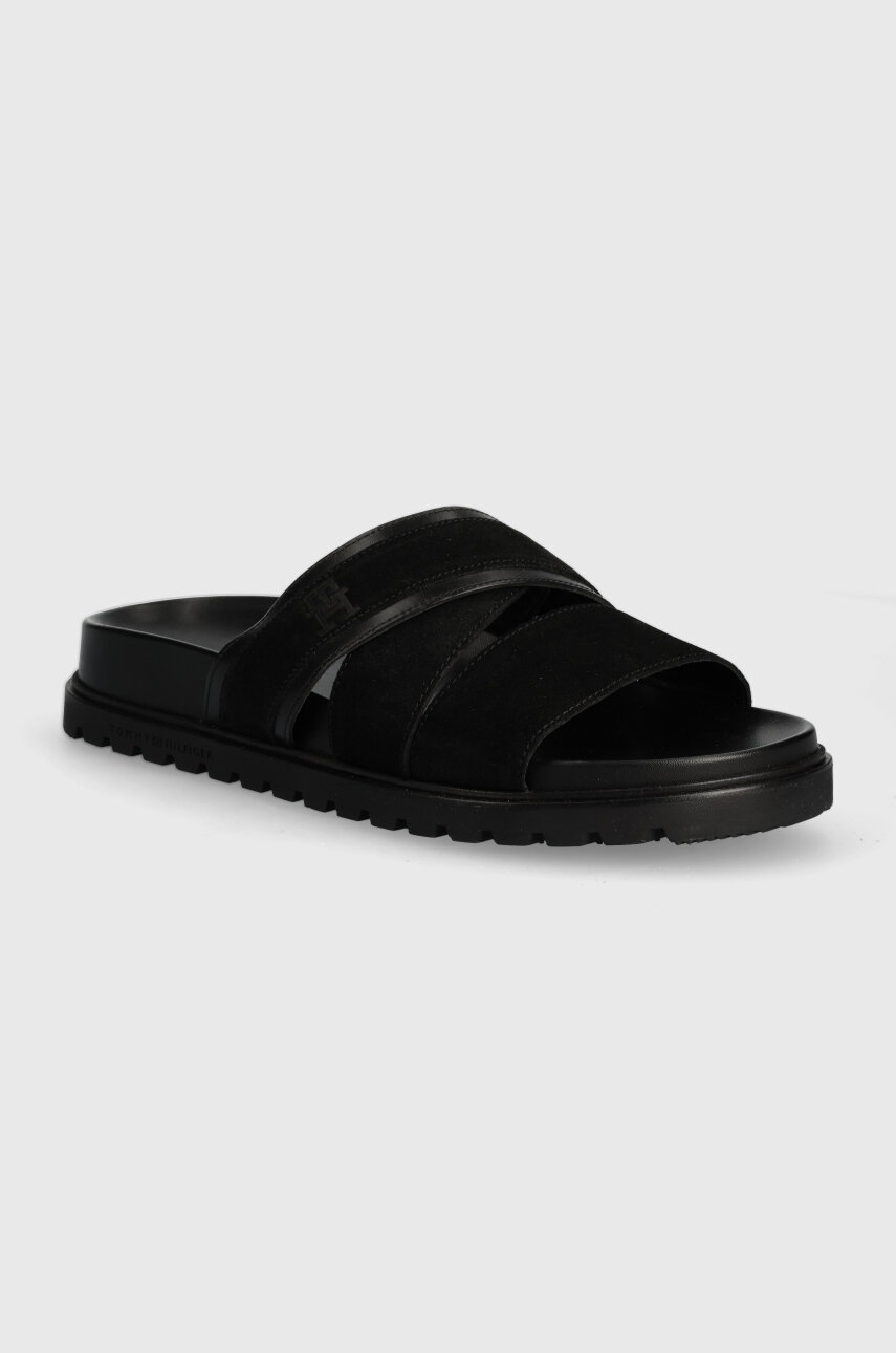 

Велурени чехли Tommy Hilfiger ELEVATED TH CRISS SUEDE SANDAL в черно FM0FM05065, Черен