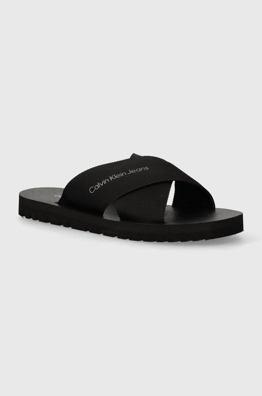 

Чехли Calvin Klein Jeans CROSS SANDAL SLIPON RP IN BTW в черно YM0YM00942, Черен