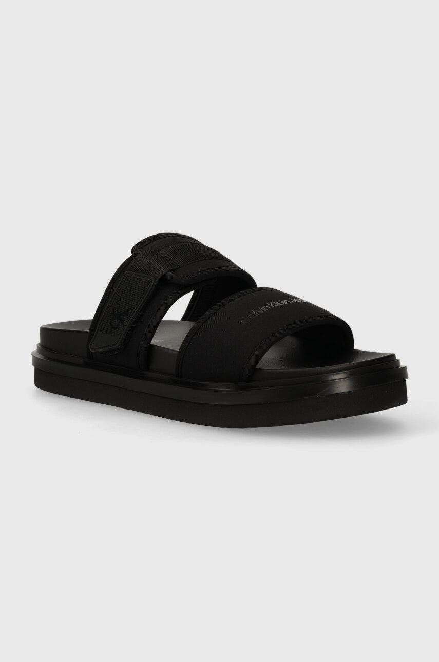 

Чехли Calvin Klein Jeans DOUBLE BAR SANDAL WB IN BR в черно YM0YM00946, Черен