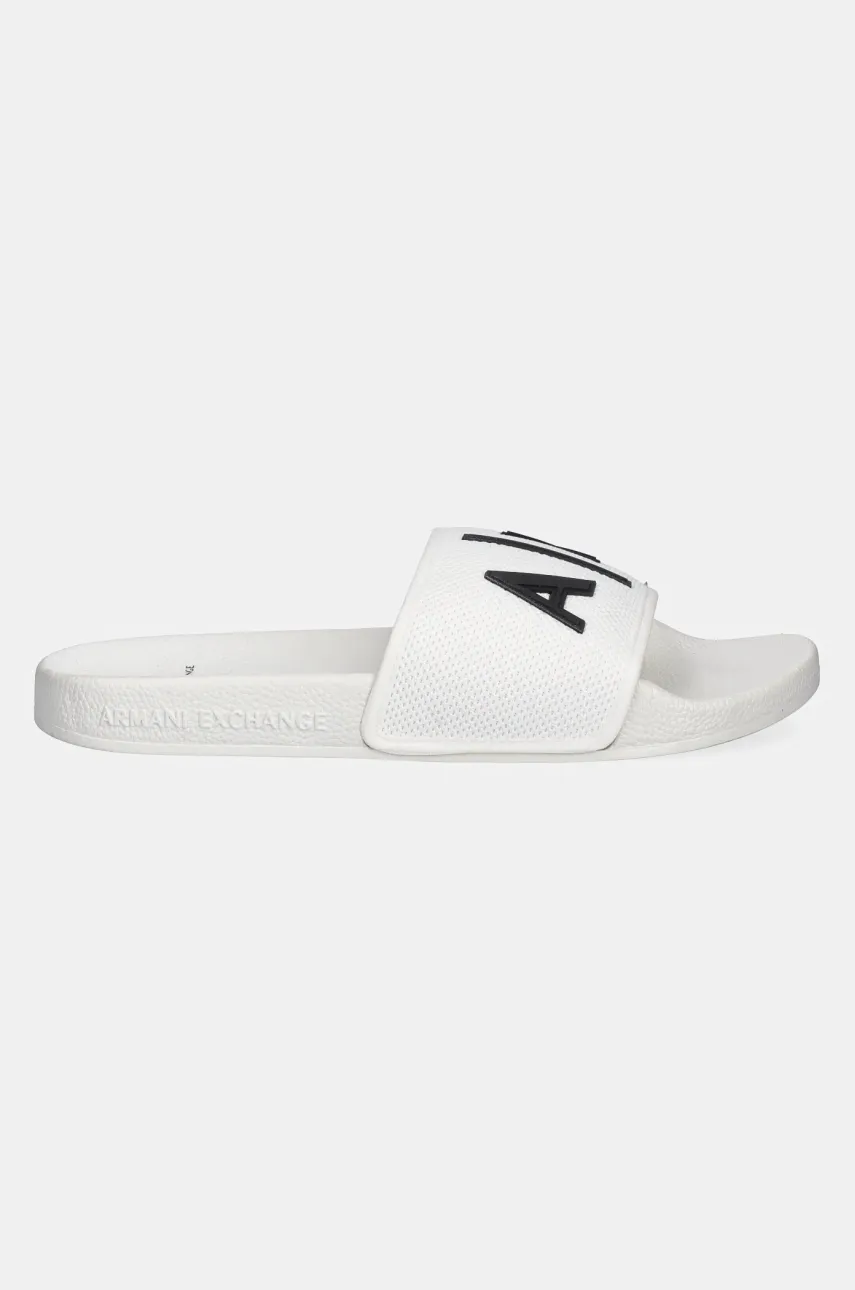 Шлепанцы Armani Exchange мужской цвет белый XUP001 XV820 K488 Шлепанцы Armani Exchange мужской цвет белый XUP001 XV820 K488