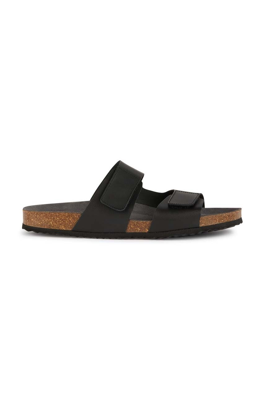 Geox slapi de piele U SANDAL GHITA barbati, culoarea negru, U359VA 00043 C9999