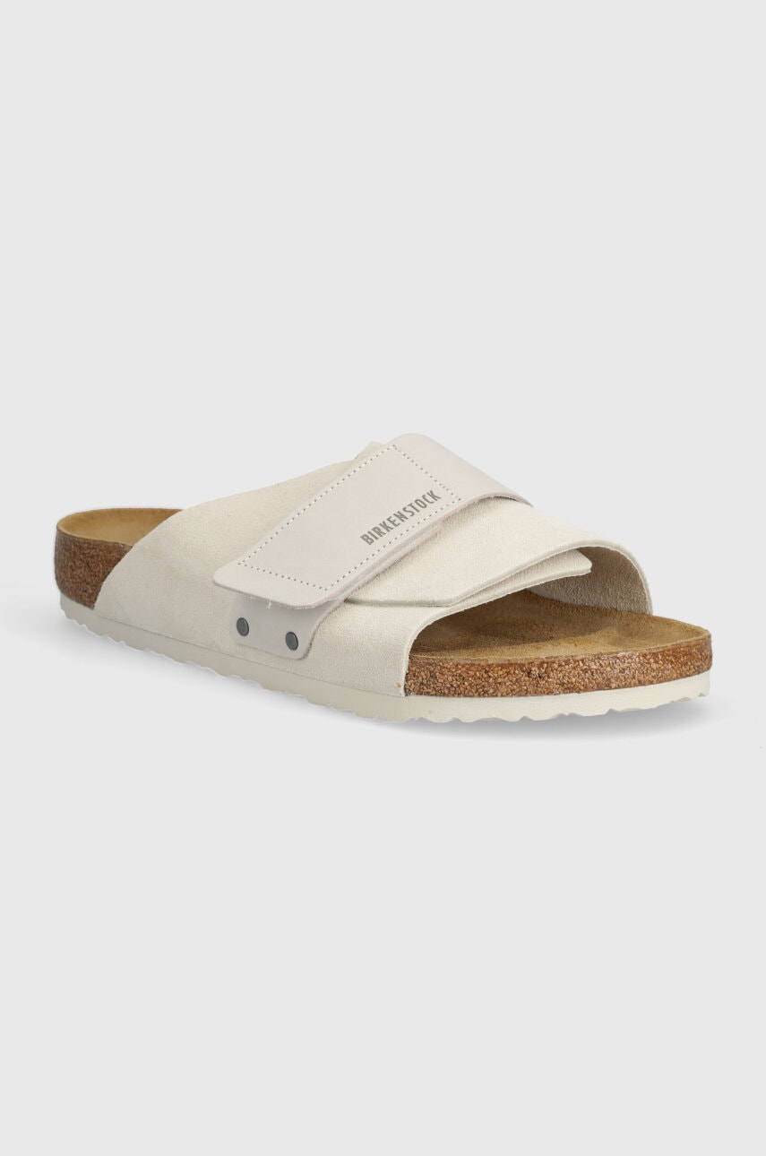 Birkenstock papuci din piele Kyoto barbati, culoarea alb, 1024535