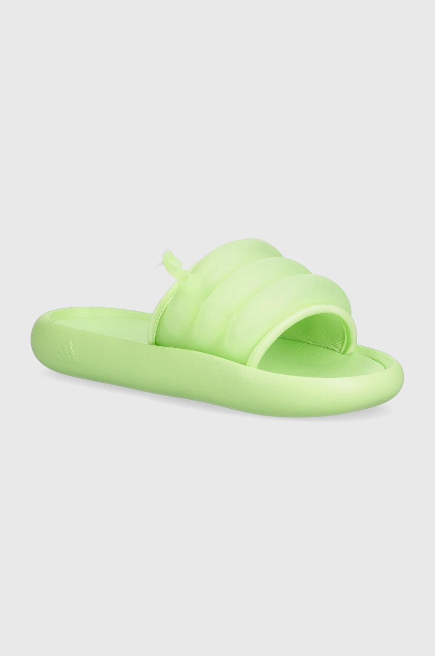 Levně Pantofle adidas zelená barva, IF0889