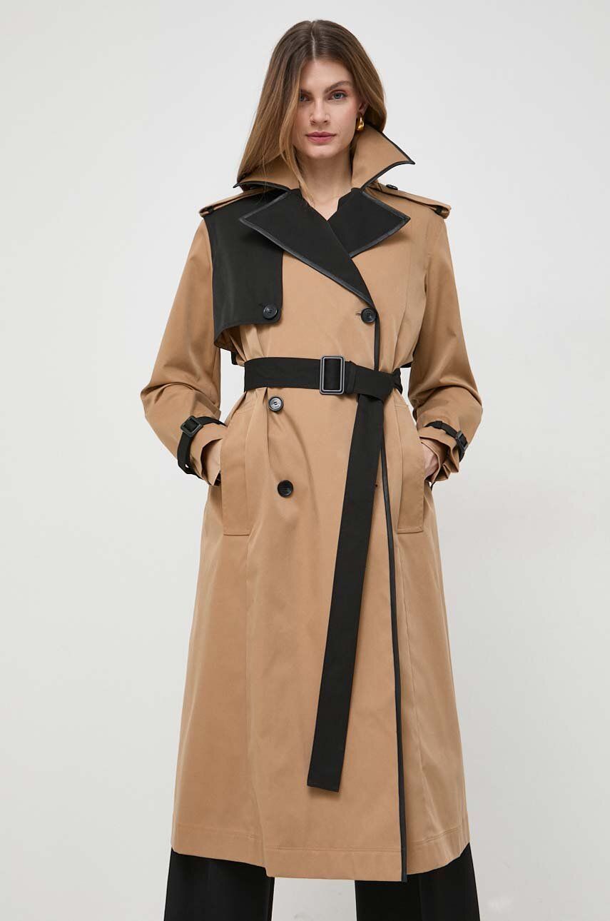 Levně Trench kabát BOSS dámský, béžová barva, přechodný, 50505713