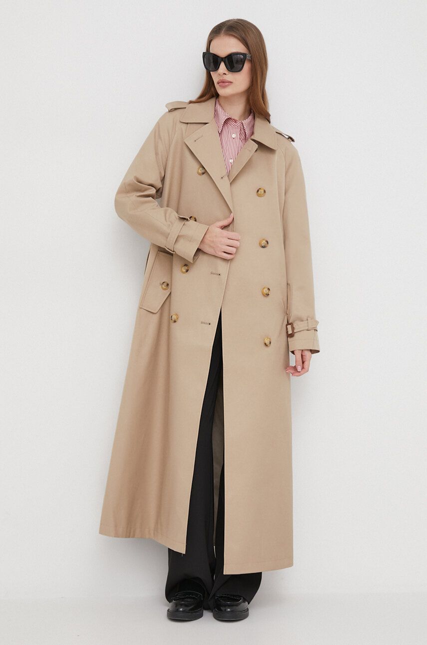 Levně Trench kabát Lauren Ralph Lauren dámský, béžová barva, přechodný, oversize, 297936854