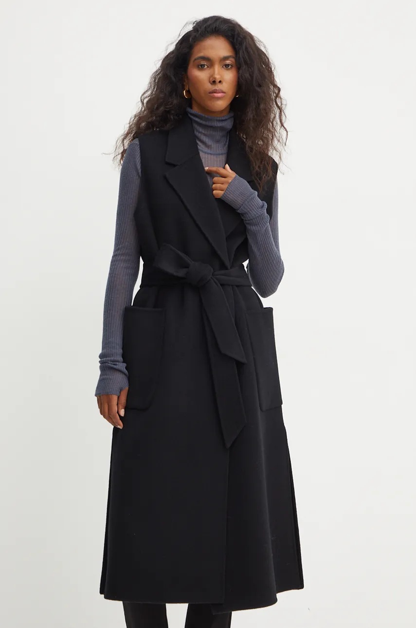 

Вълнен елек Ivy Oak в черно преходен модел без закопчаване, Черен