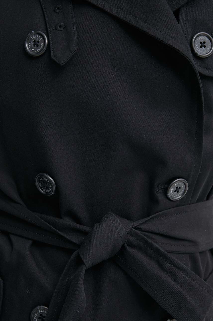 Бавовняний тренч Lauren Ralph Lauren колір чорний перехідний двобортний 200934375 