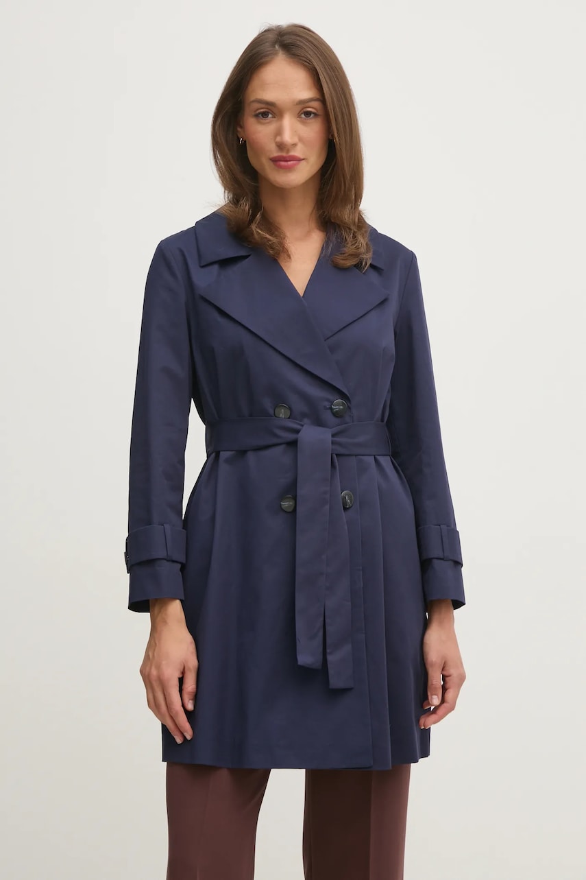Sisley trenci femei, culoarea albastru marin, de tranzitie, cu doua randuri de nasturi Sisley trenci femei, culoarea albastru marin, de tranzitie, cu doua randuri de nasturi