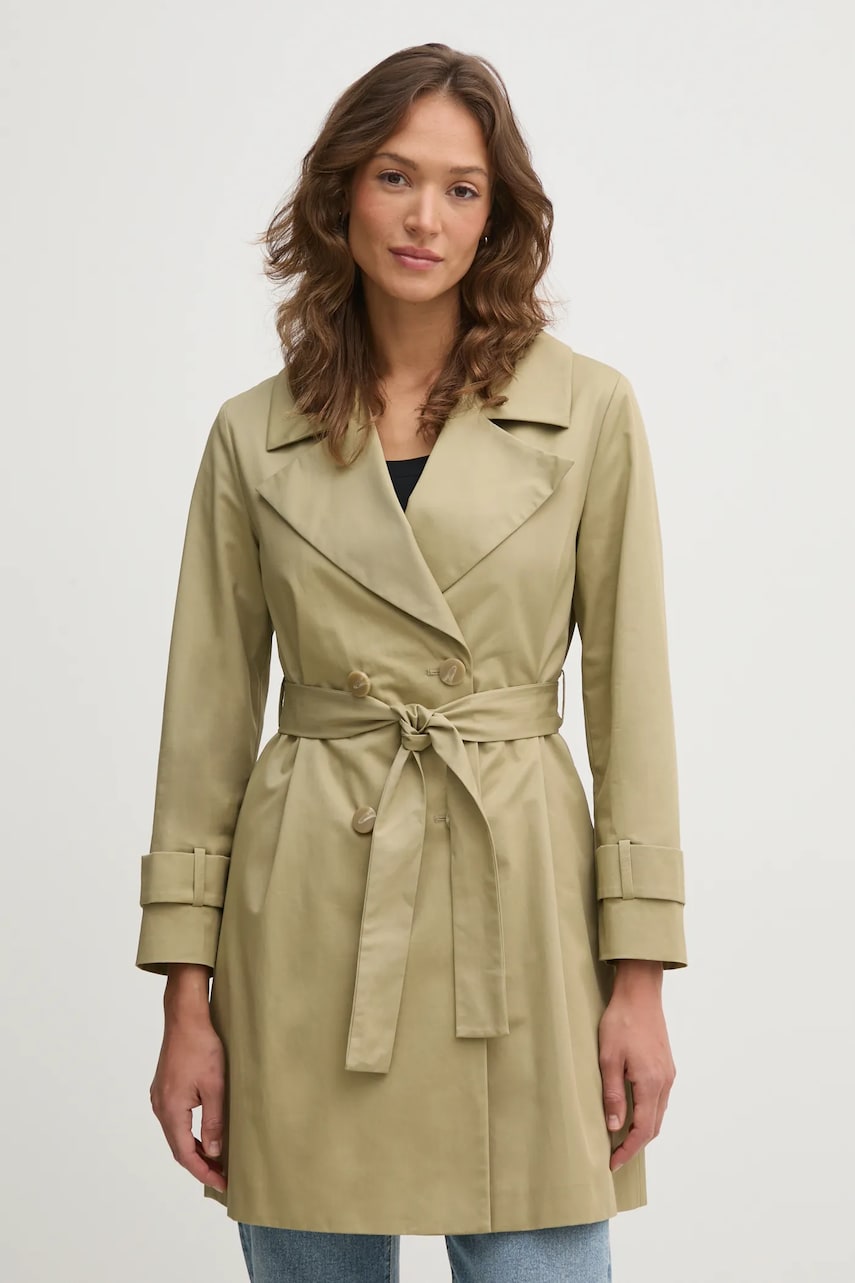 Sisley trenci femei, culoarea verde, de tranzitie, cu doua randuri de nasturi Sisley trenci femei, culoarea verde, de tranzitie, cu doua randuri de nasturi