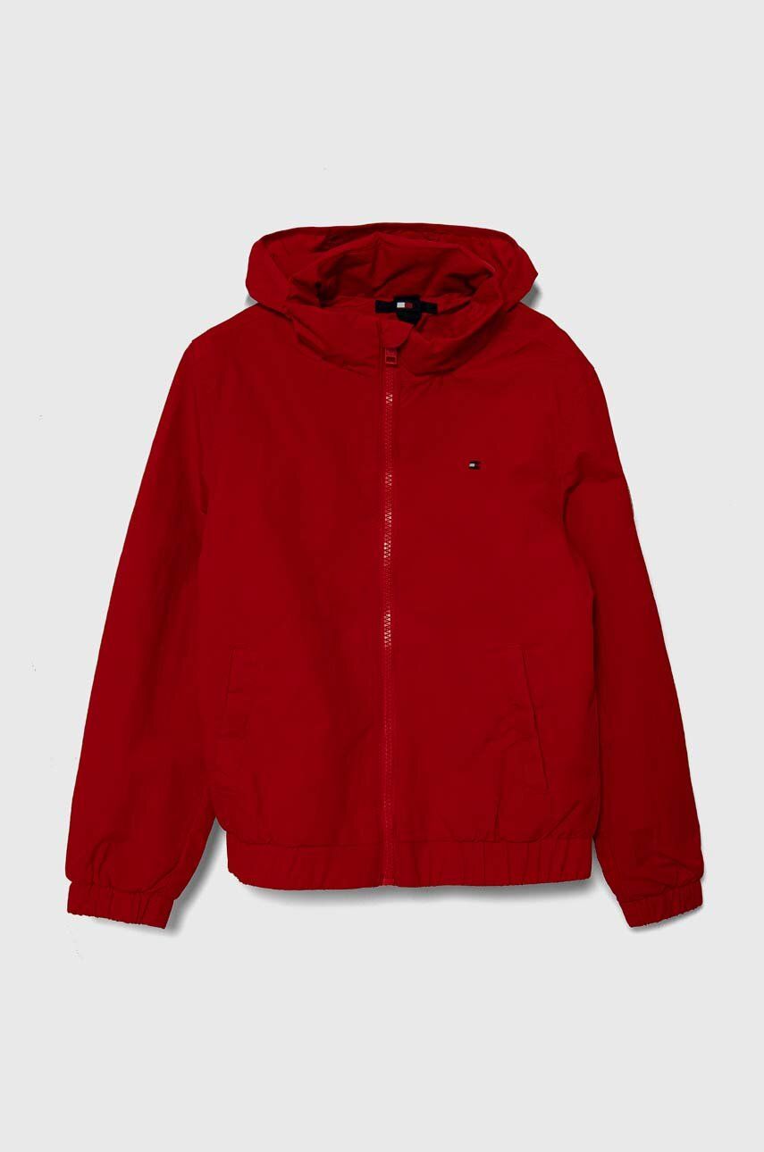 Levně Dětská bunda Tommy Hilfiger červená barva