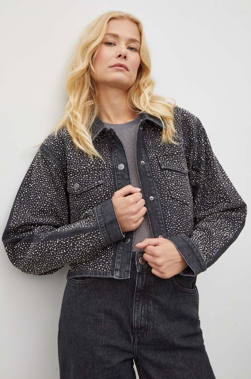 E-shop Džínová bunda Gestuz dámská, šedá barva, přechodná, oversize