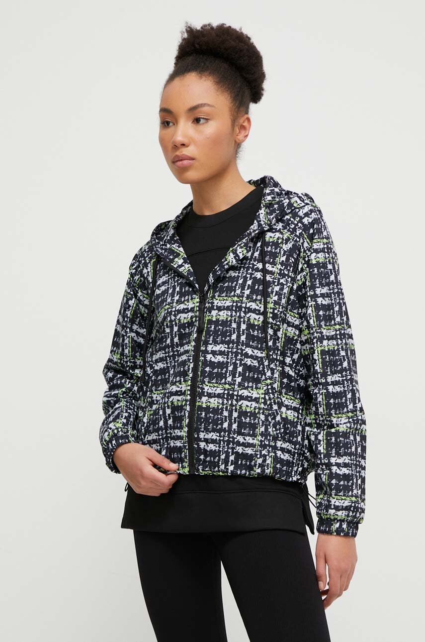 Bunda Dkny dámská, černá barva, přechodná, oversize, DP3J9349