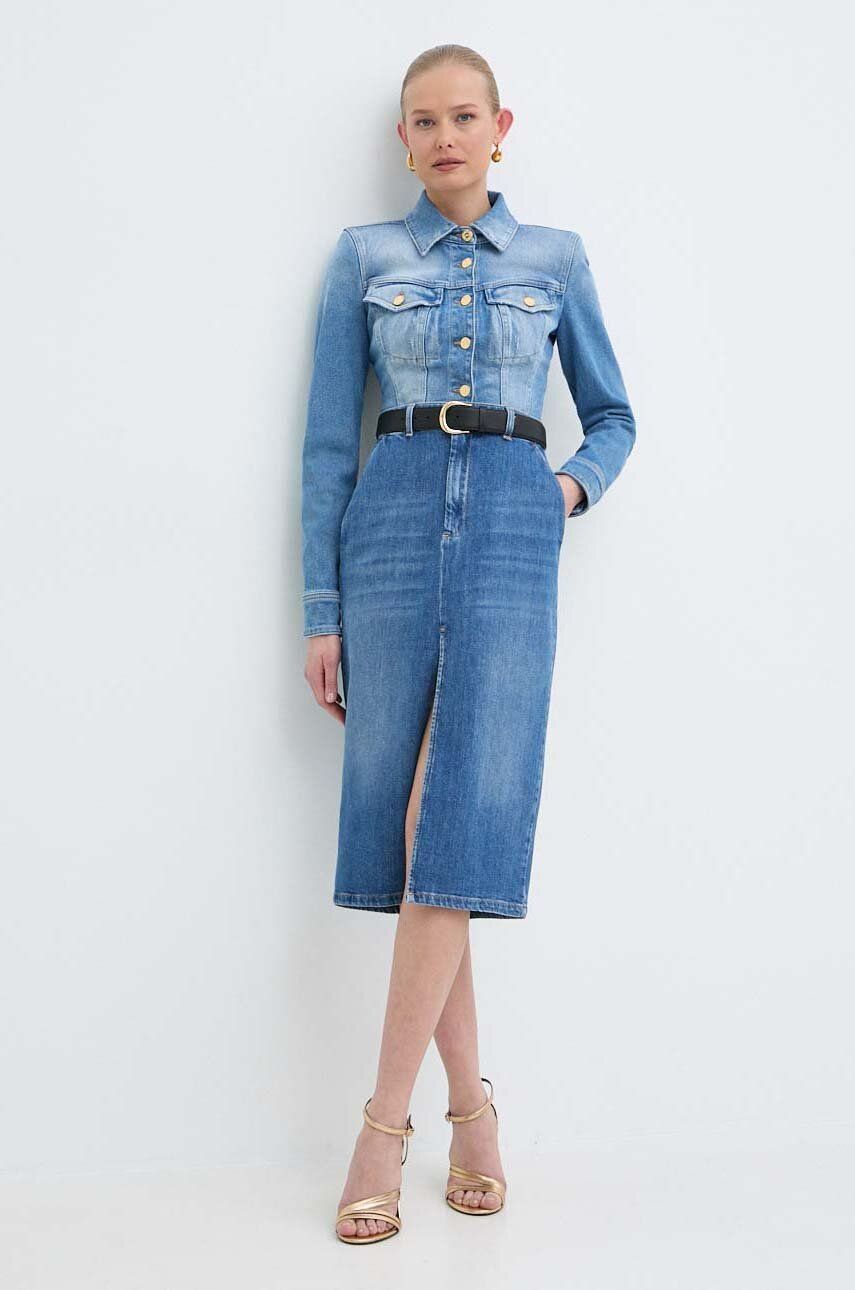 Elisabetta Franchi geaca jeans femei, de tranzitie, BJ27I41E2