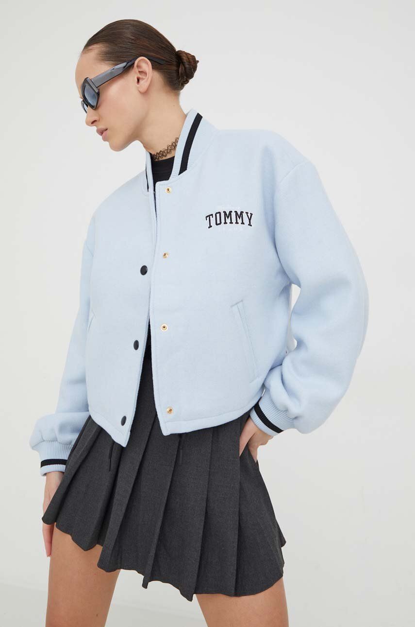 Tommy Jeans jacheta bomber din amestec de lana de tranzitie