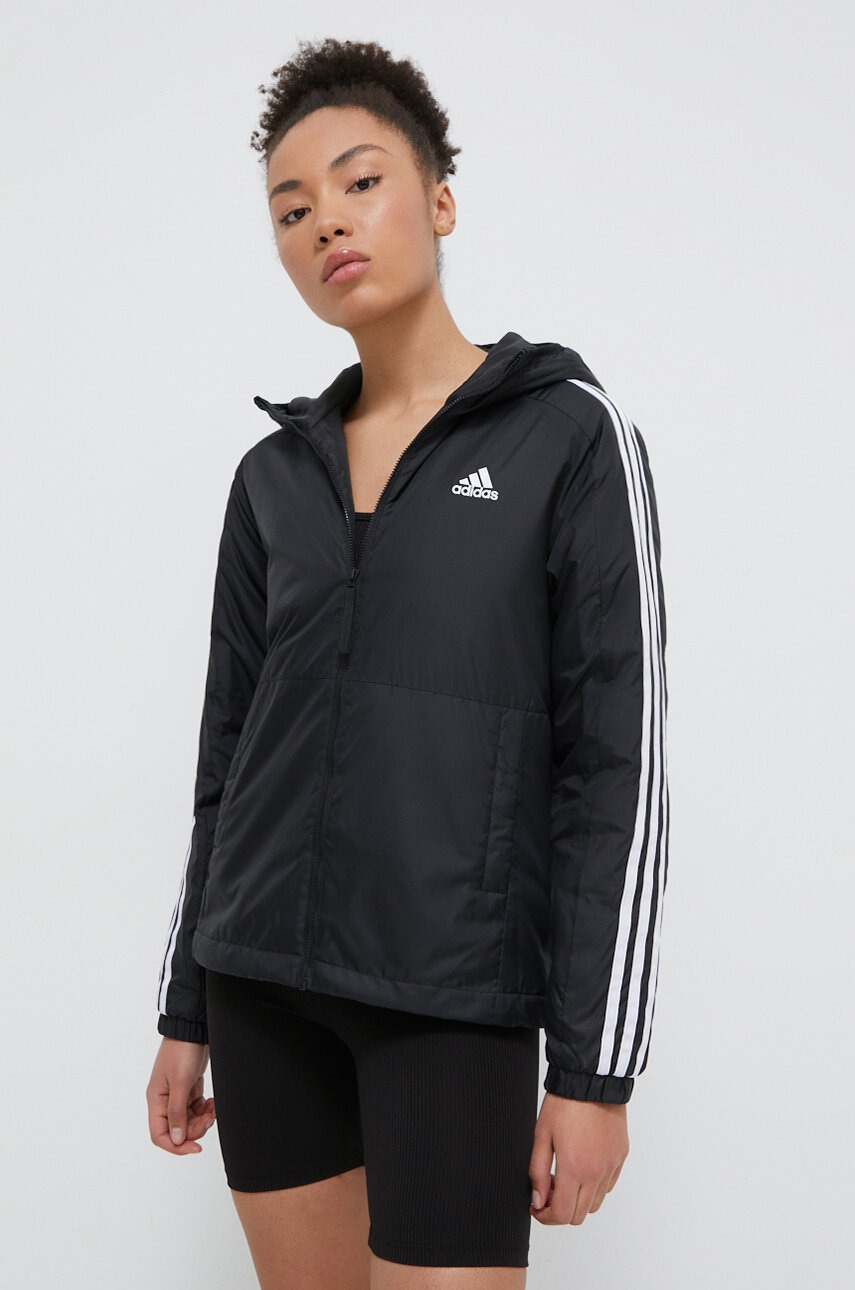 adidas geacă femei, culoarea negru, de tranziție IN3288