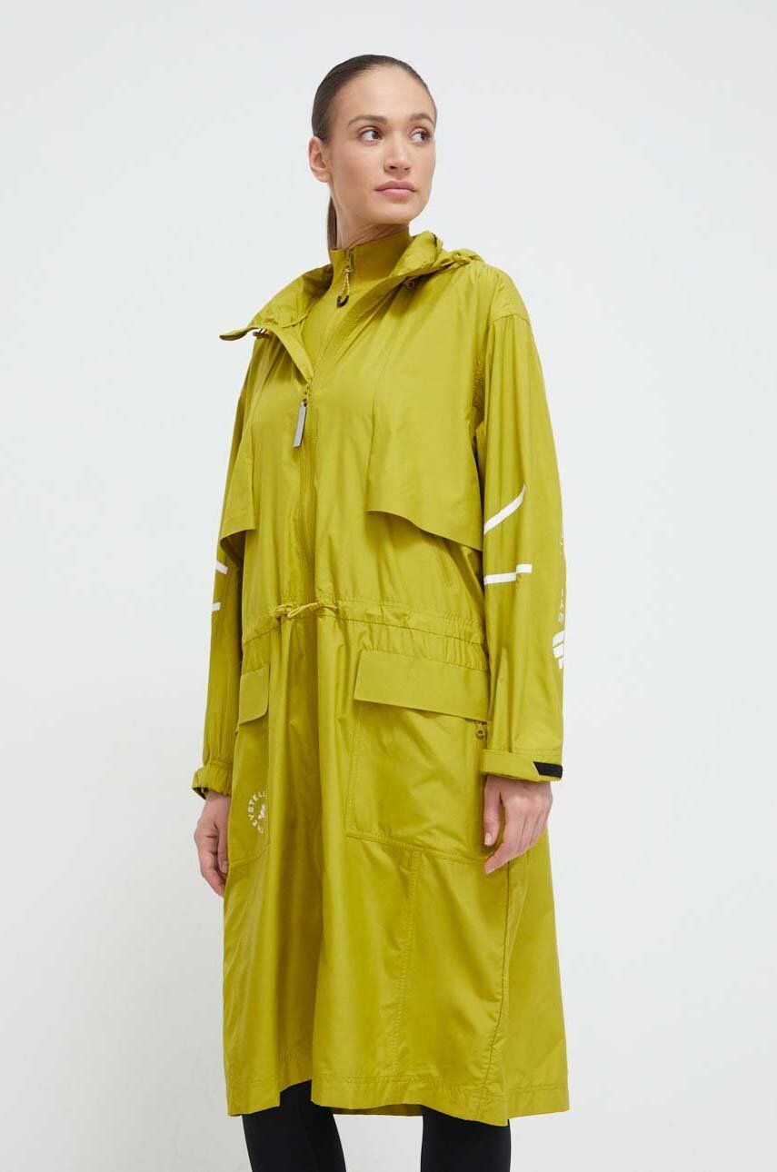 adidas by Stella McCartney geaca femei, culoarea verde, de tranzitie, oversize