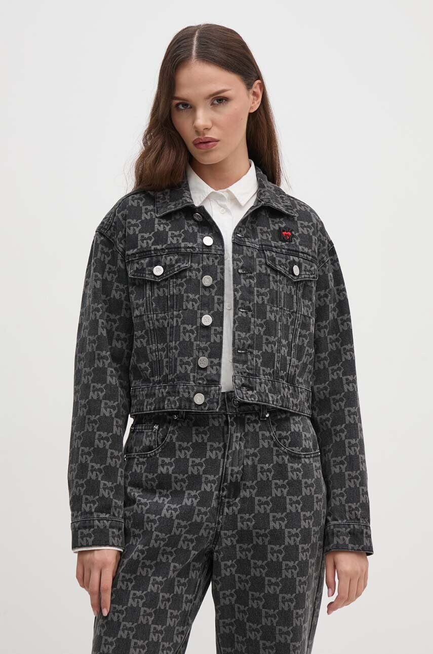 Dkny geacă din denim HEART OF NY femei, culoarea gri, de tranziție, D2B4A115