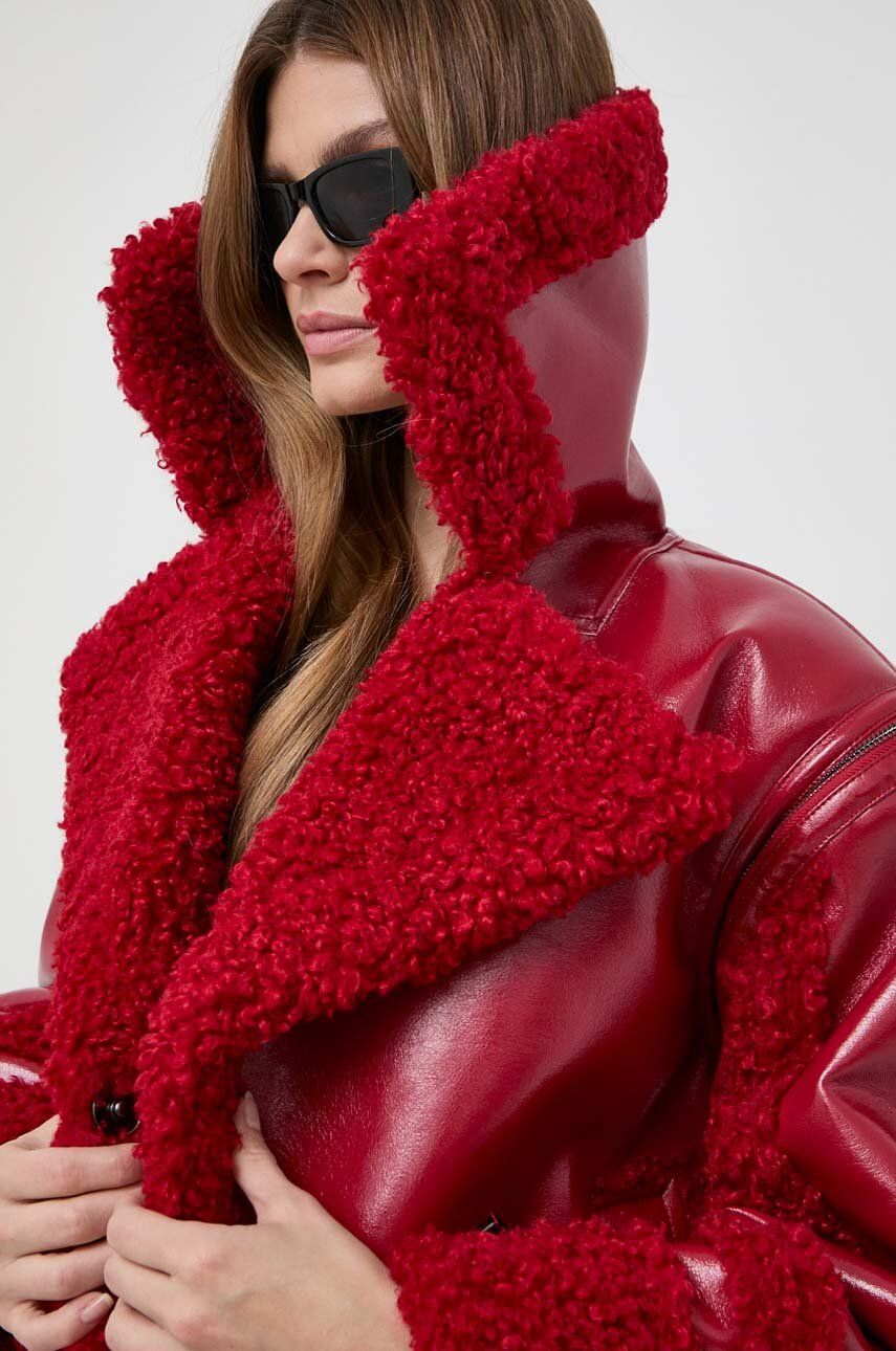 Bunda Karl Lagerfeld dámská, červená barva, přechodná, oversize