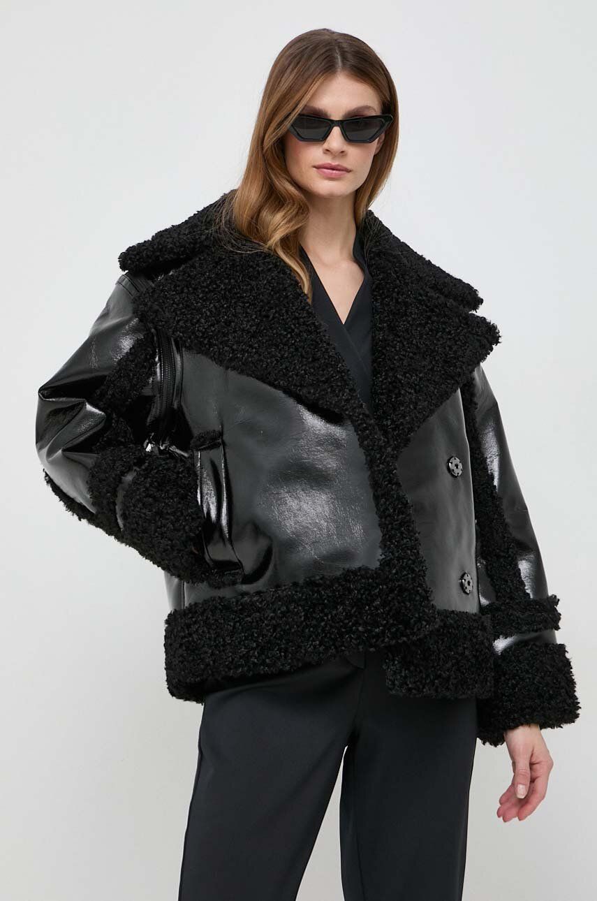 Levně Bunda Karl Lagerfeld dámská, černá barva, přechodná, oversize