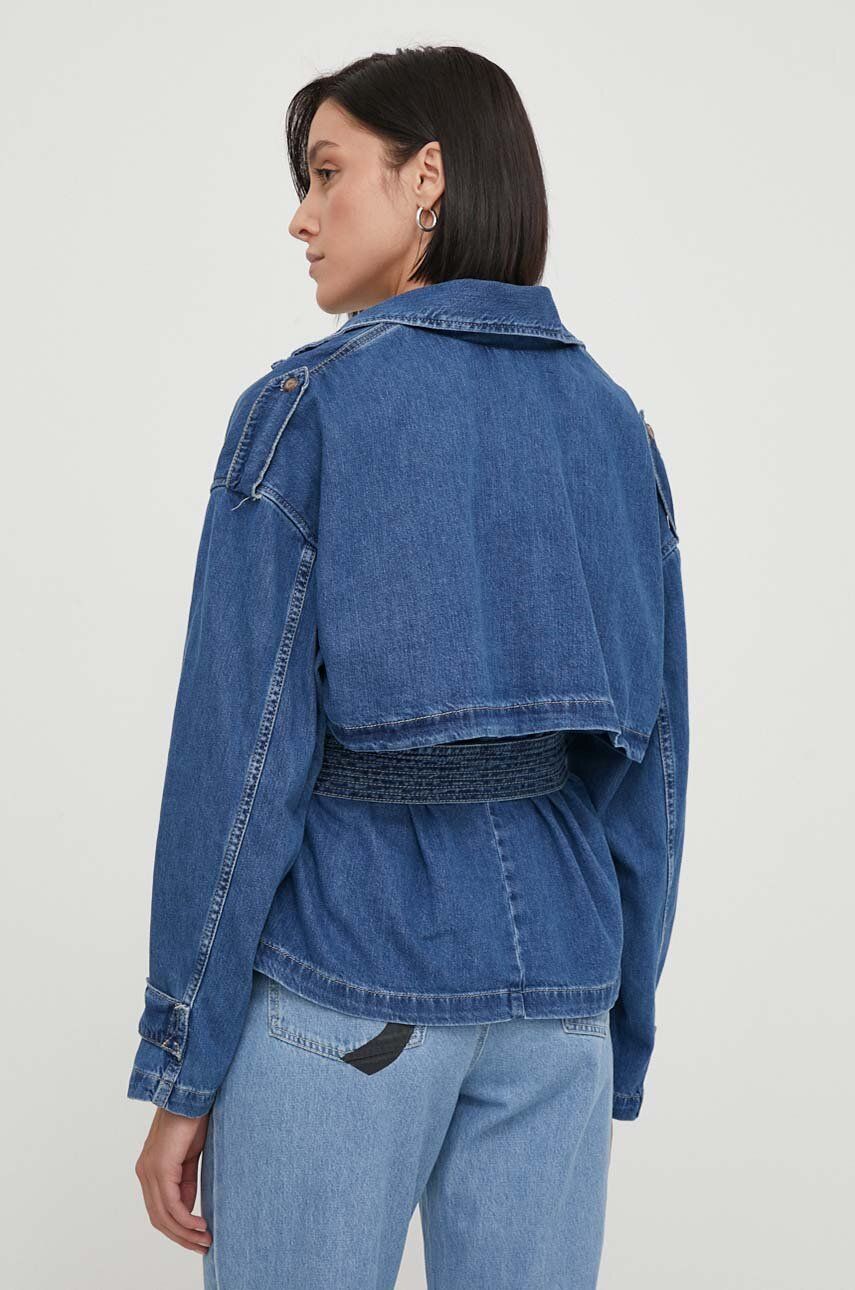 Džínová bunda Pepe Jeans DUNE dámská, tmavomodrá barva, přechodná, PL402380