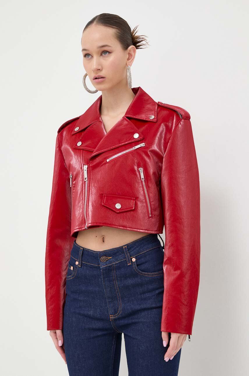 Levně Bunda Moschino Jeans dámská, červená barva, přechodná