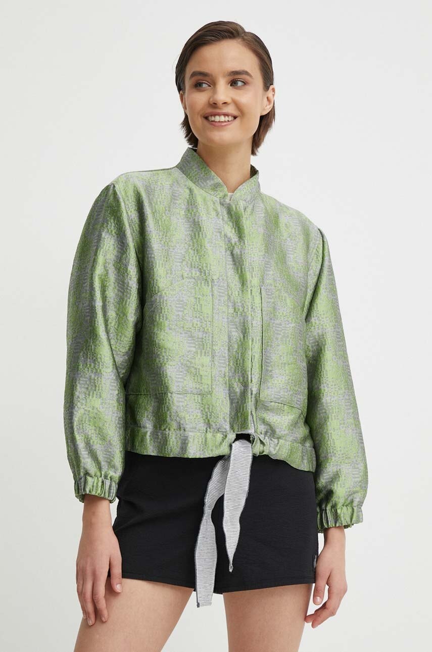 Emporio Armani geaca femei, culoarea verde, de tranzitie, oversize, 3D2B85 2NGXZ