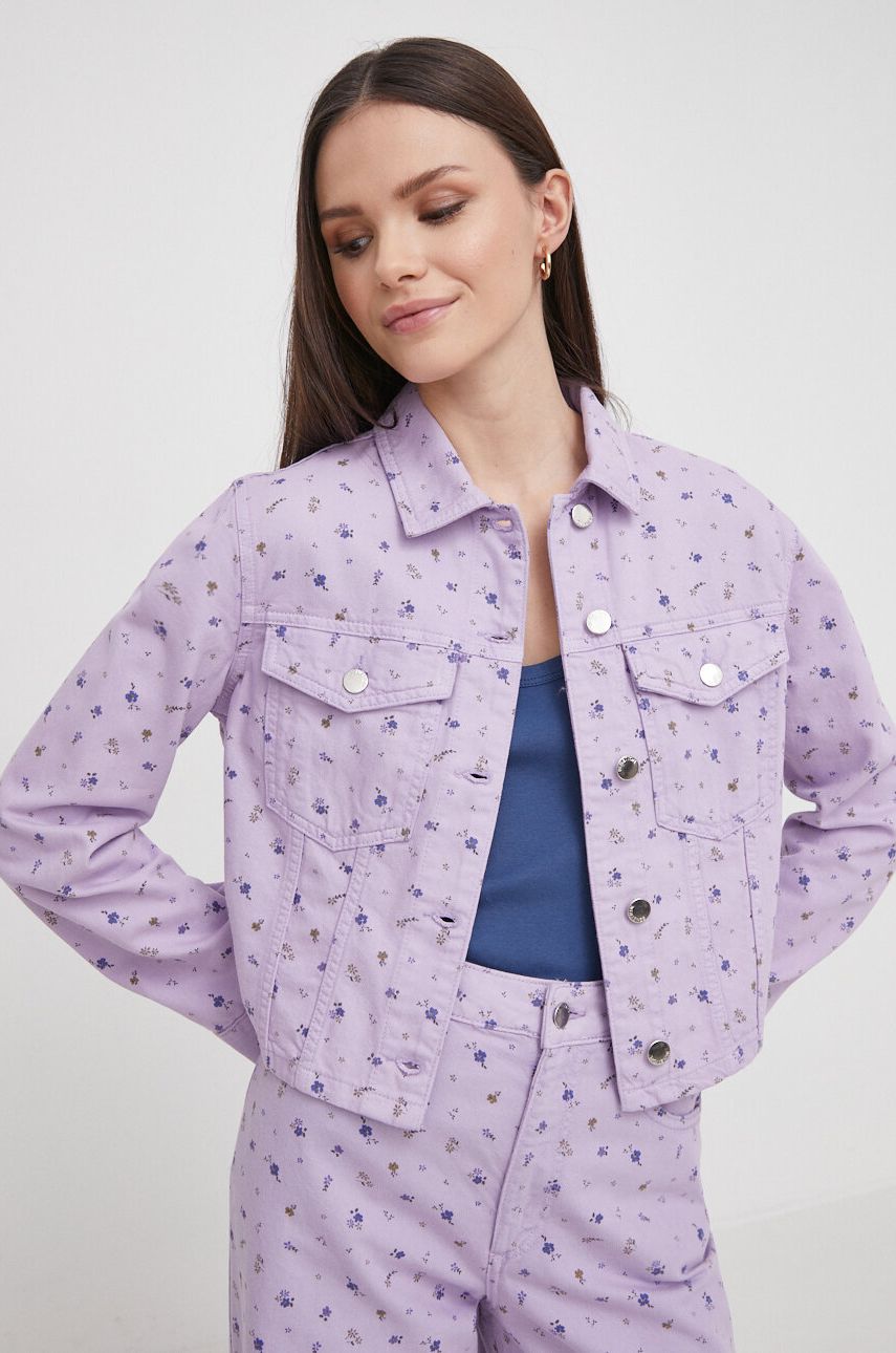 United Colors of Benetton geaca jeans femei, culoarea violet