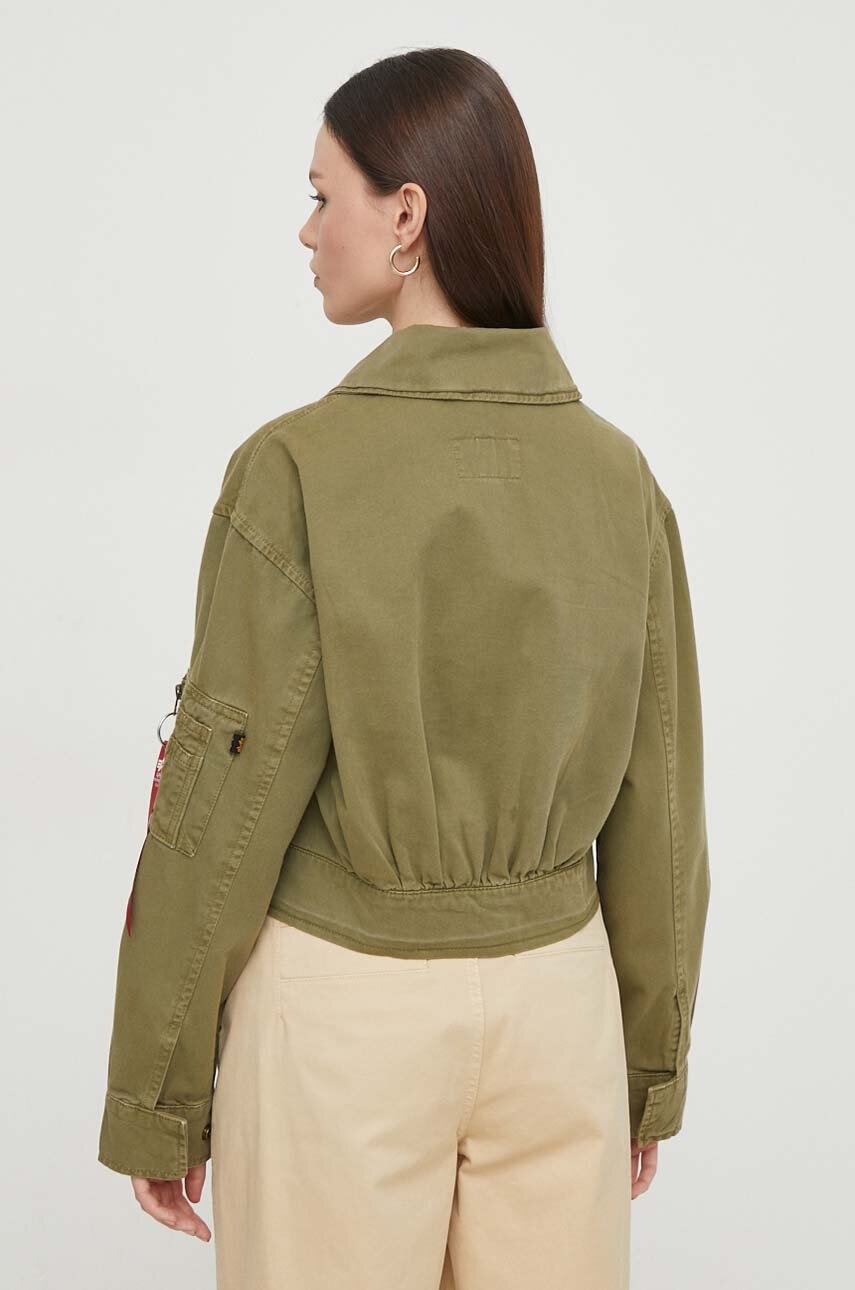 Бавовняна куртка Alpha Industries колір зелений перехідна oversize 