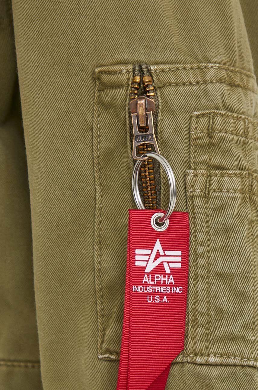 Бавовняна куртка Alpha Industries колір зелений перехідна oversize 