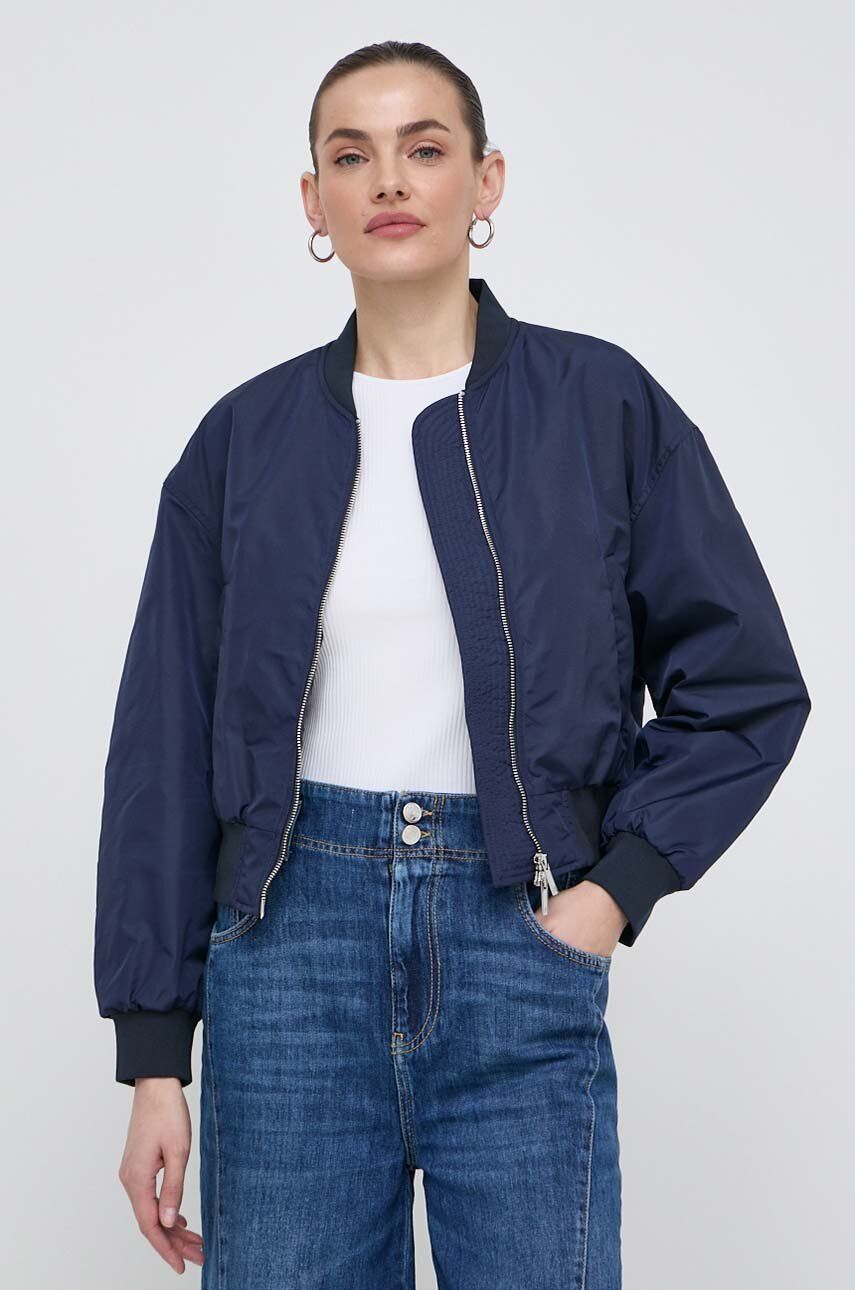 Marella geaca bomber femei, culoarea albastru marin, de tranzitie, oversize