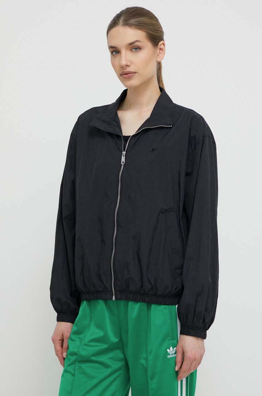 adidas Originals geacă femei, culoarea negru, de tranziție, oversize IT6726