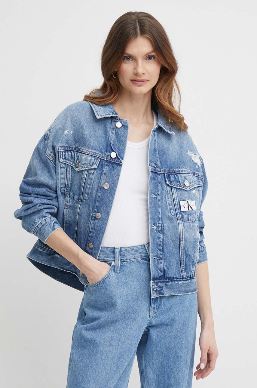 

Дънково яке Calvin Klein Jeans в синьо преходен модел J20J222787, Син