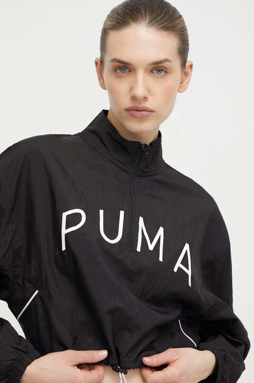 Puma jachetă de antrenament Fit Move culoarea negru, de tranziție, oversize, 524816