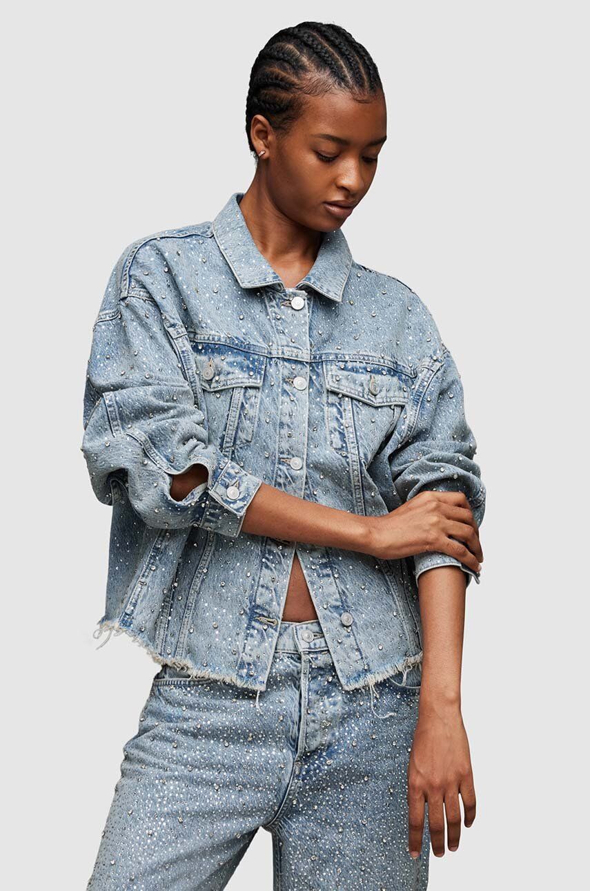 AllSaints Geaca Jeans PIPER CRYSTAL Femei, De Tranzitie, Oversize