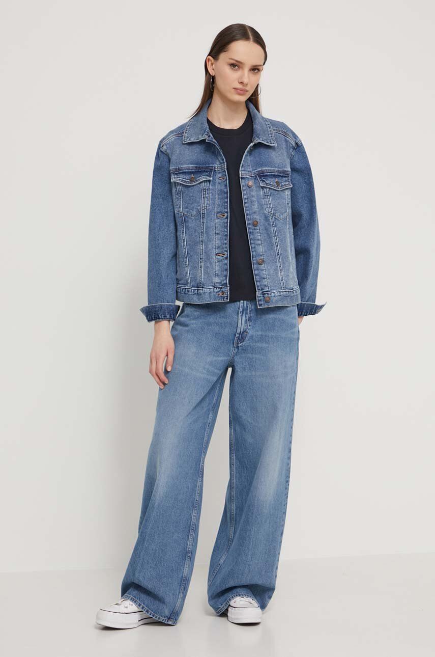 Hollister Co. geaca jeans femei, de tranzitie, oversize