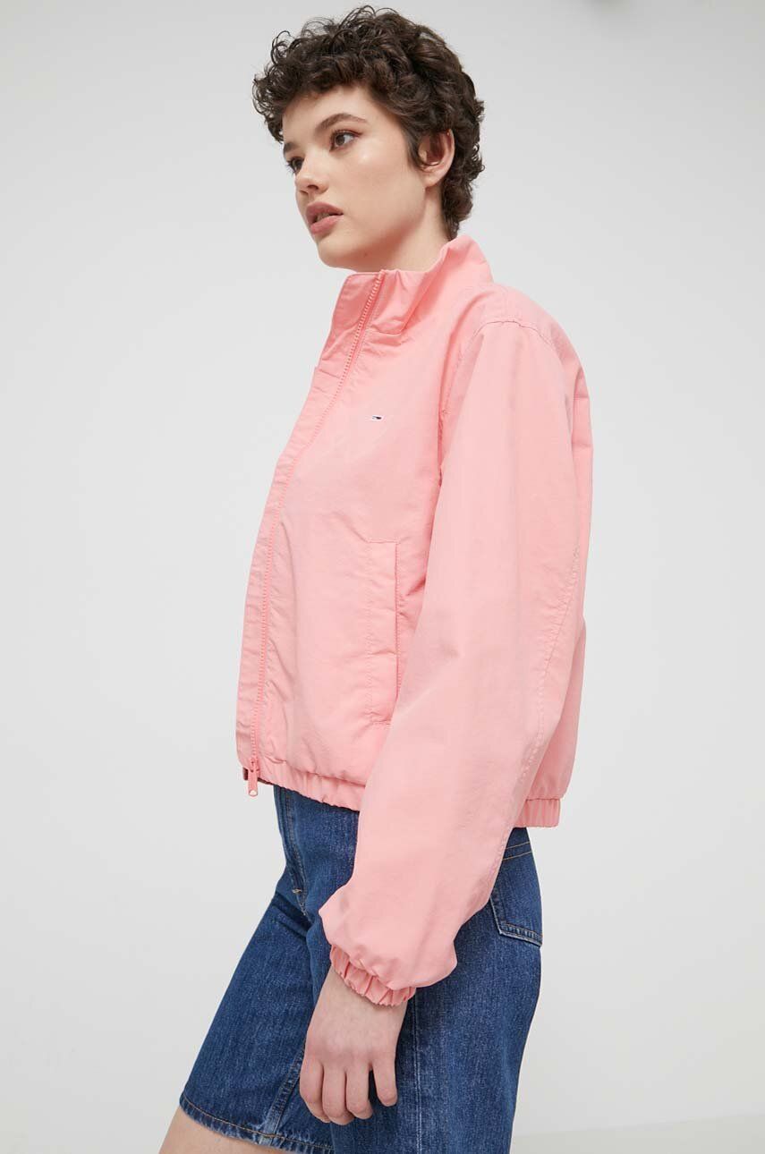 Tommy Jeans geacă femei, culoarea roz, de tranziție DW0DW18139