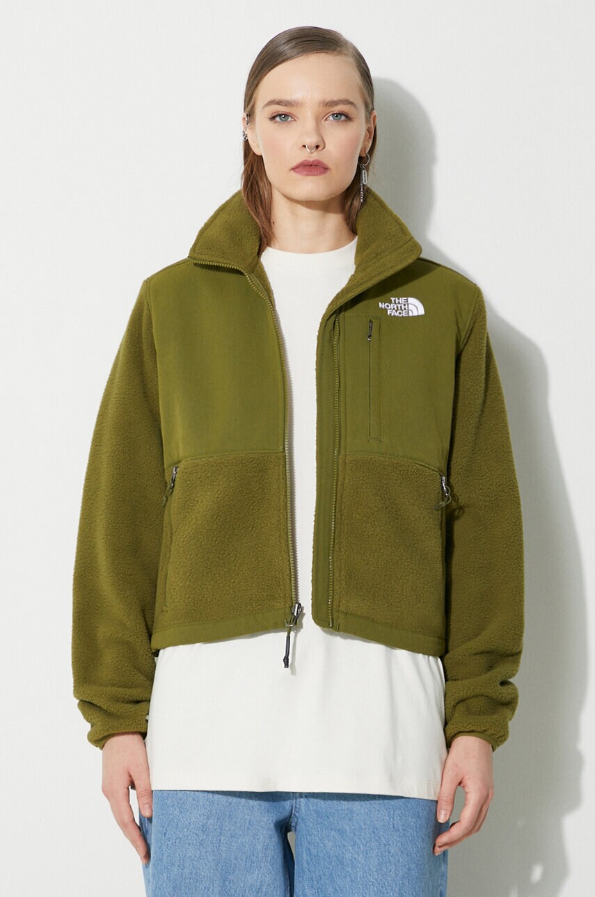 The North Face geacă W Ripstop Denali Jacket femei, culoarea verde, de tranziție, oversize, NF0A870SPIB1