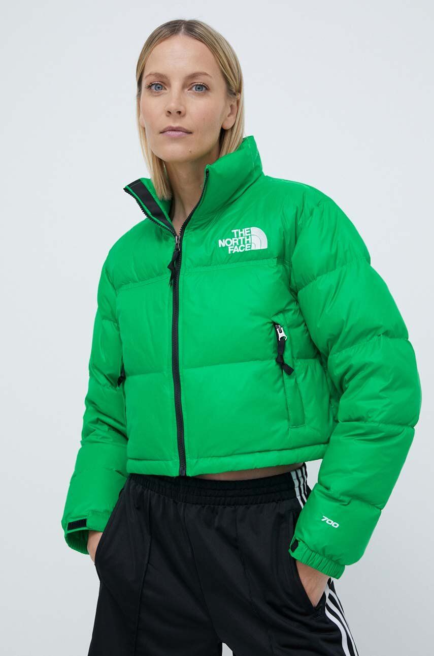 Péřová bunda The North Face NUPTSE SHORT JACKET dámská, zelená barva, zimní, NF0A5GGEPO81