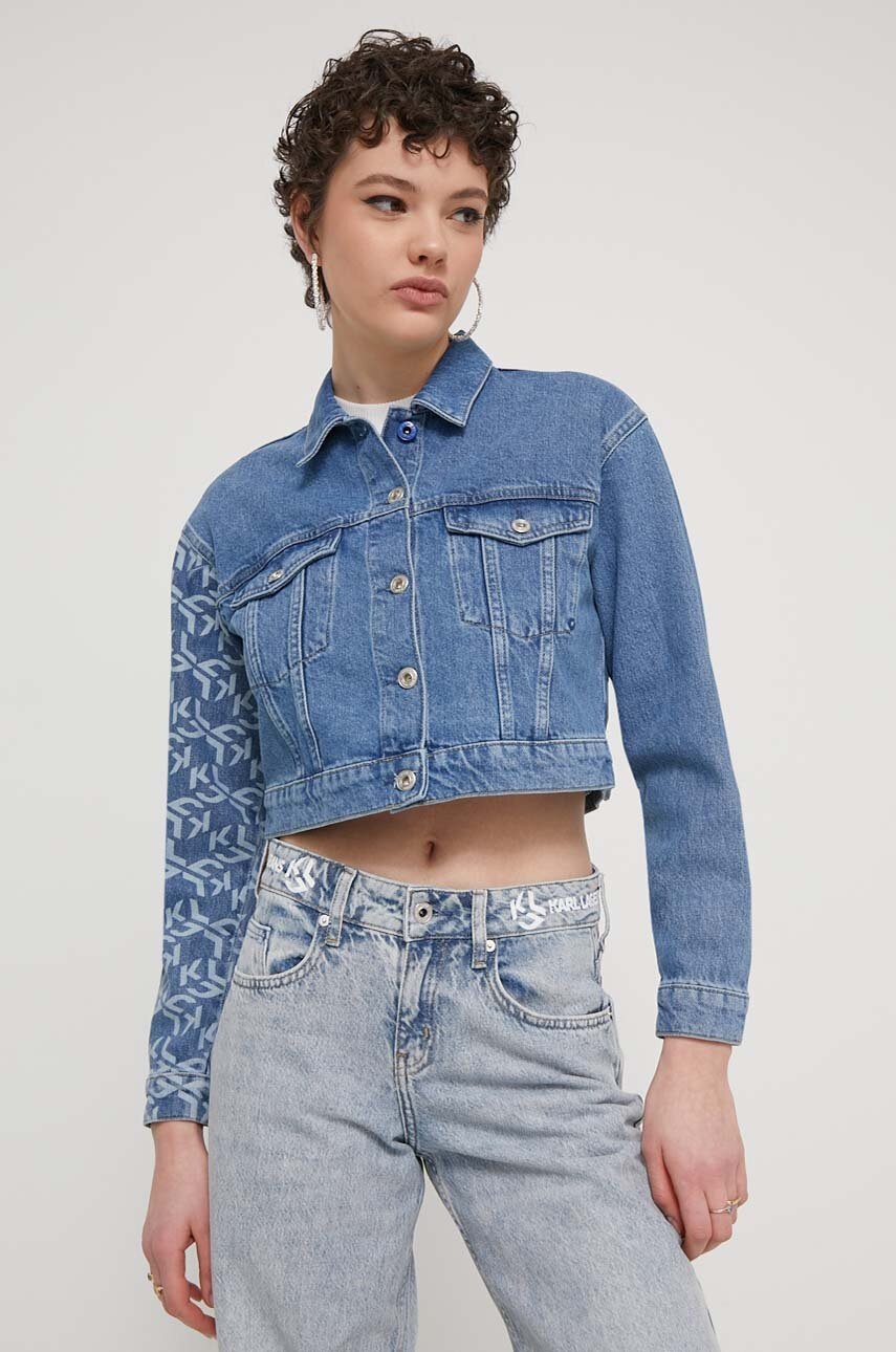 

Дънково яке Karl Lagerfeld Jeans в синьо преходен модел, Син