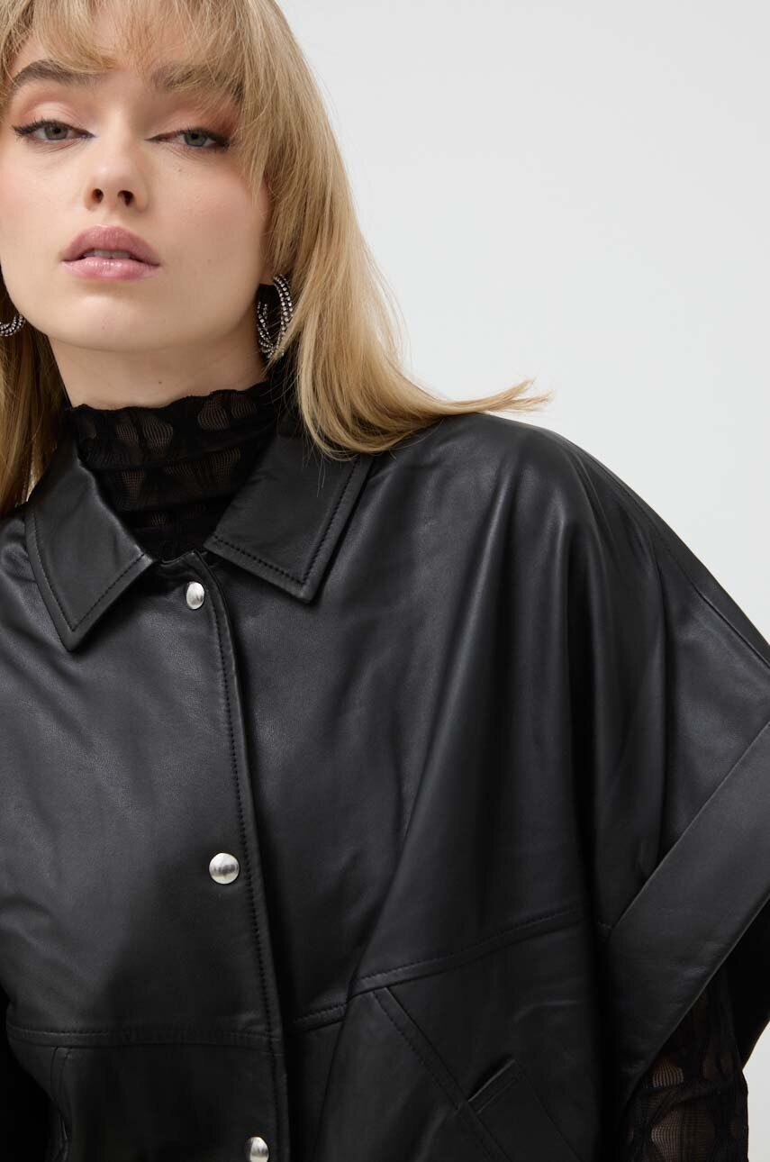 Δερμάτινο πουκάμισο IRO χρώμα: μαύρο φωτογραφία