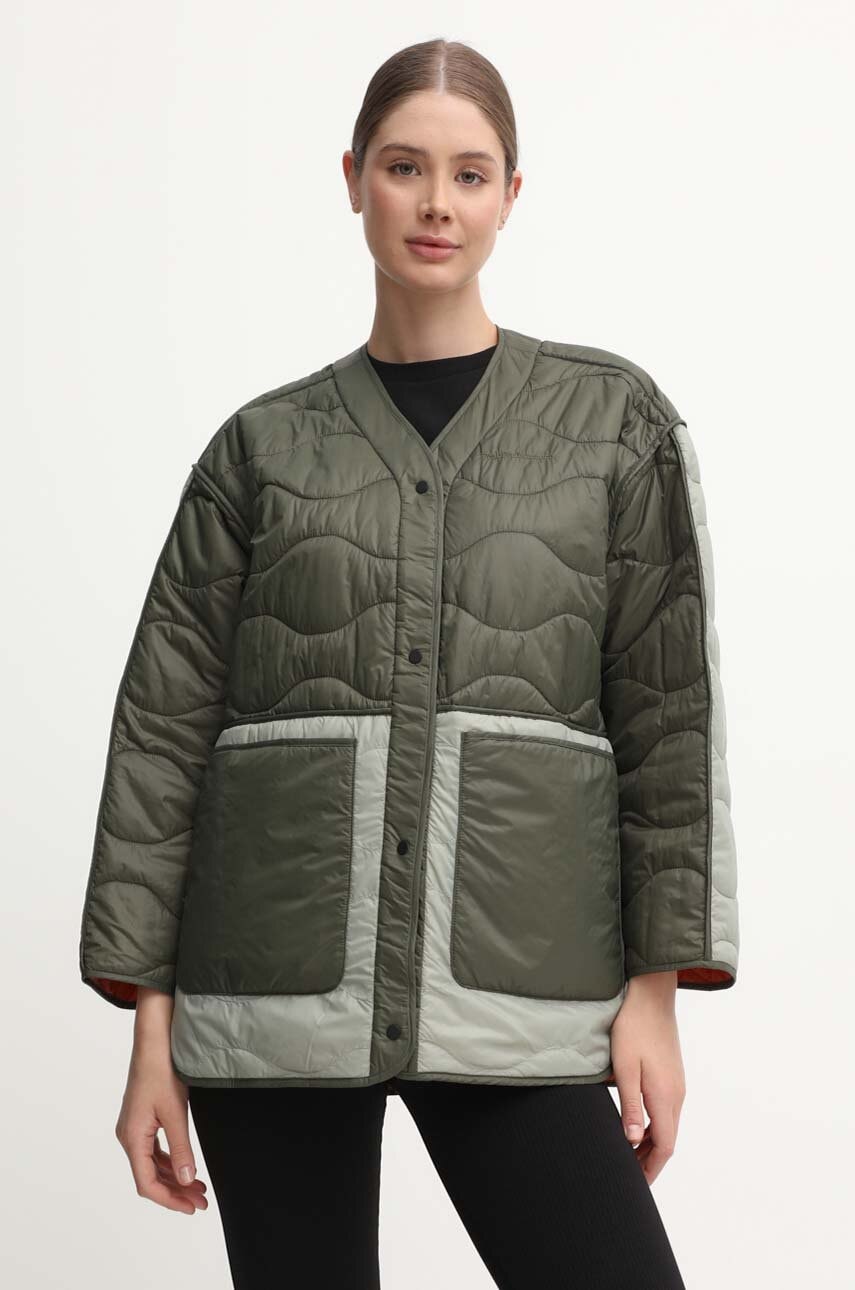 Peak Performance geaca cu doua fete Quilted femei, culoarea portocaliu, de tranzitie, oversize