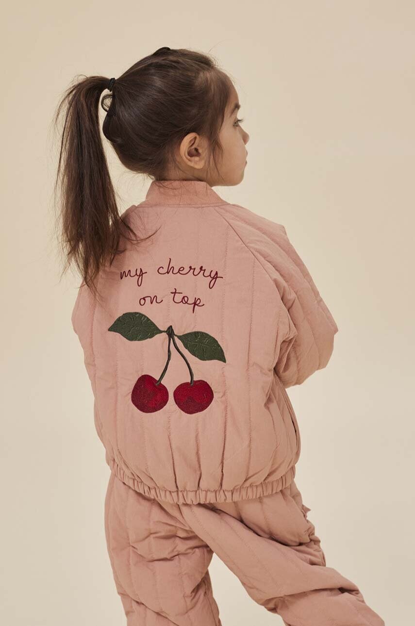 Konges Sløjd geacă bomber pentru copii JUNO FRILL BOMBER JACKET culoarea roz