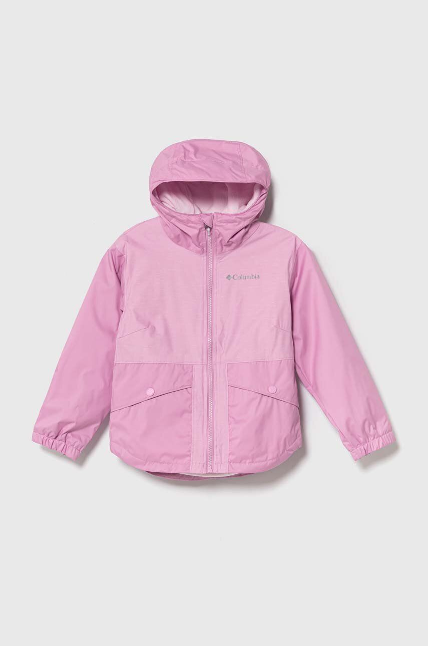 Levně Dětská bunda Columbia Rainy Trails Fleece růžová barva
