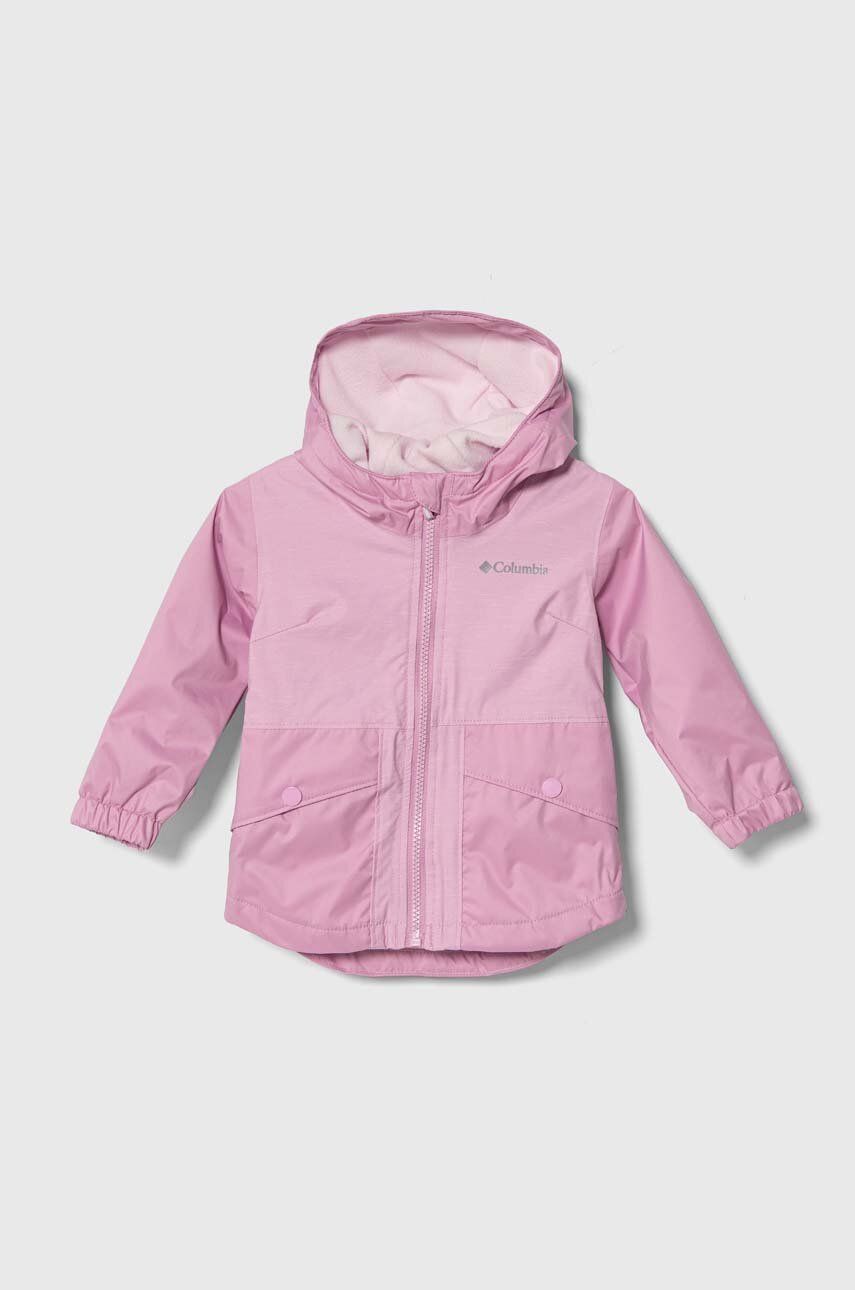 Levně Kojenecká bunda Columbia Rainy Trails Fleece růžová barva