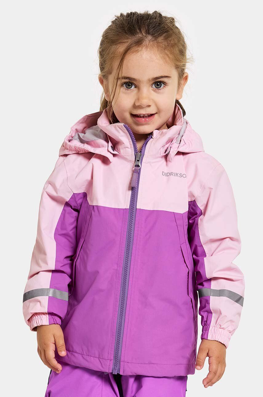 Dětská nepromokavá bunda Didriksons PILVI KIDS JKT fialová barva