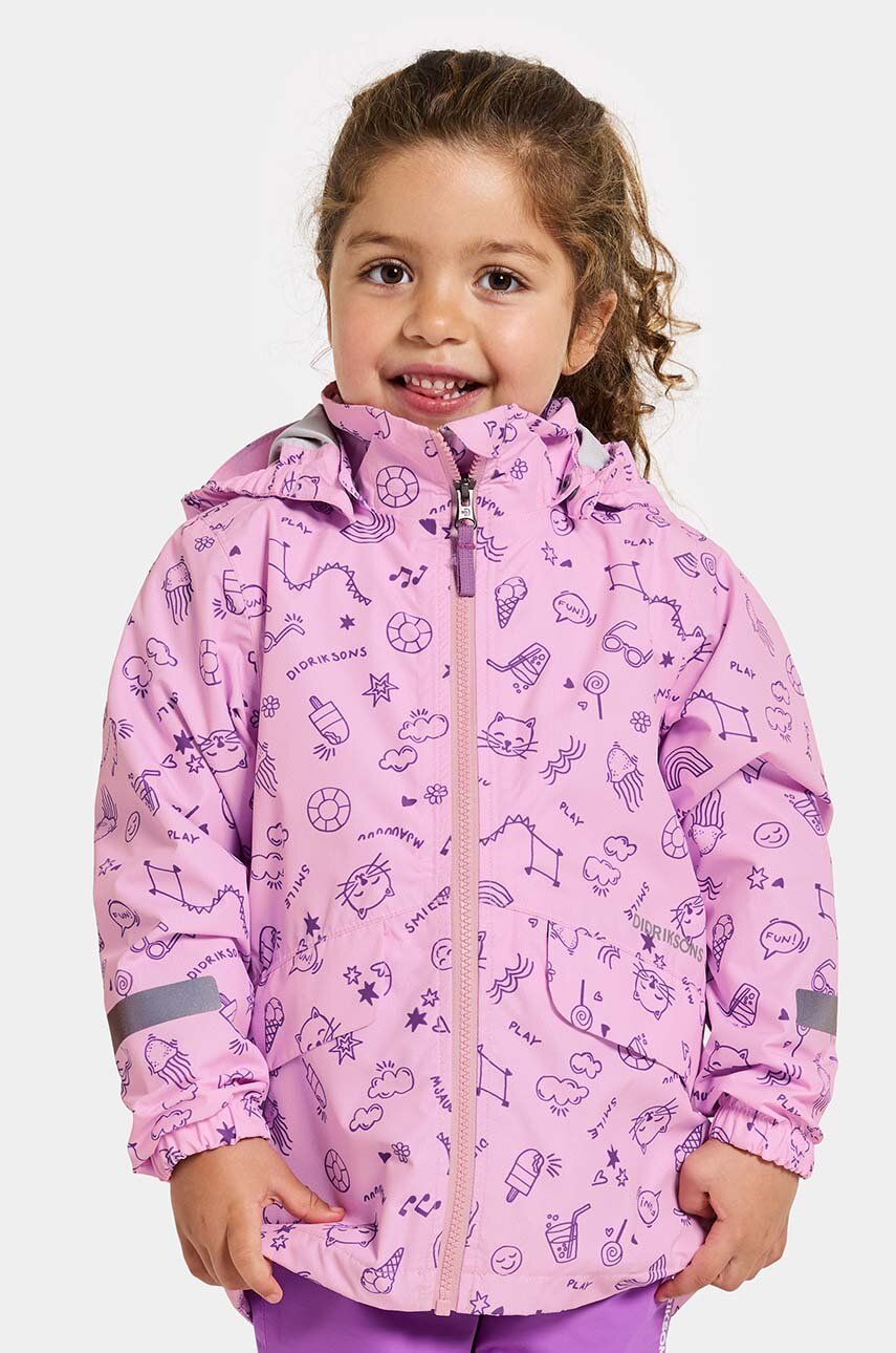 Levně Dětská nepromokavá bunda Didriksons NORMA KIDS PR JKT 3 fialová barva
